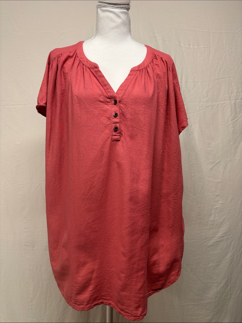 croft & barrow Rose-Red Short-Sleeve  Cotton Blouse